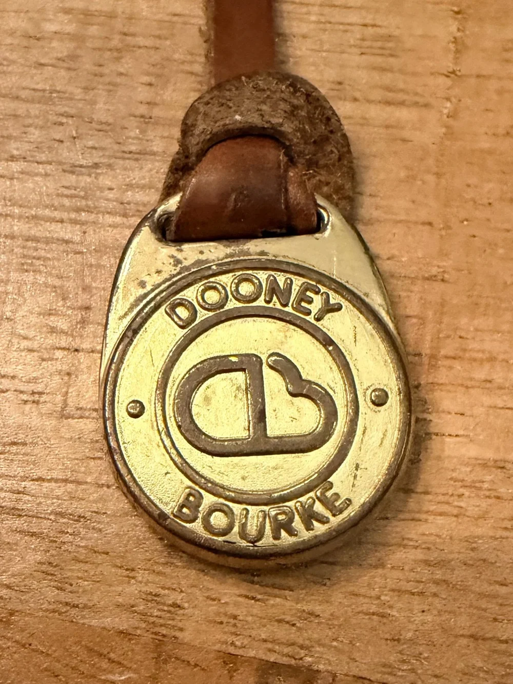 Vintage 80's Early D&B Logo British Tan Brown Leather Brass Fob Bag
